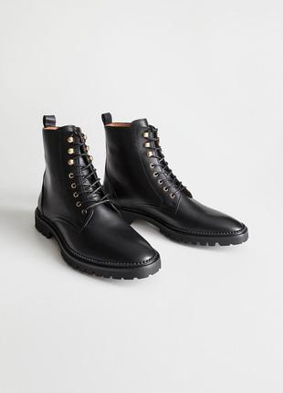 Кожаные ботинки lace-up leather boots / 37