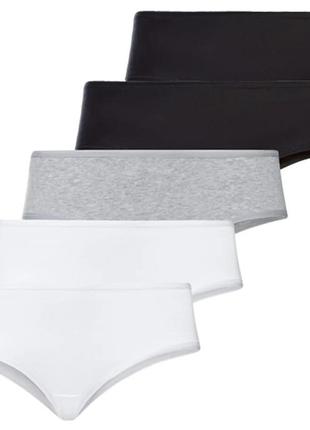 Комплект жіночих трусиків із 5 штук, розмір m/l, колір сірий, чорний, білий1 фото
