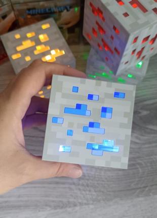 Нічник  майнкрафт  usb куб блок led my world minecraft‌ 7,5 см акуумуляторний3 фото