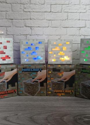 Ночник майнкрафт usb куб блок led my world minecraft‌ 7,5 см аккумуляторный