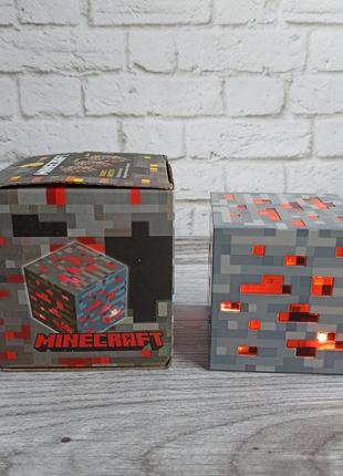 Ночник майнкрафт usb куб блок led my world minecraft‌ 7,5 см аккумуляторный красный ред7 фото