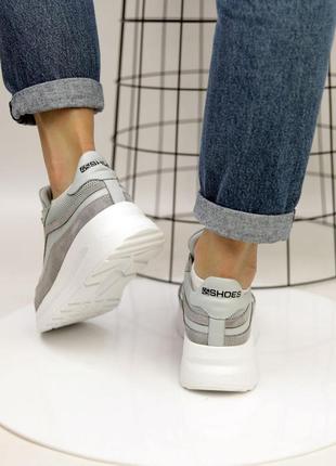 Жіночі шкіряні кросівки rispetto 584004 сірі білі6 фото