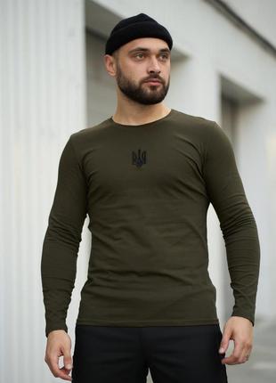 Хаки лонгслив мужской с трезубом