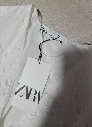 Платье сарафан длинное белое котон с перфорацией прошва zara s m 3575 9196 фото