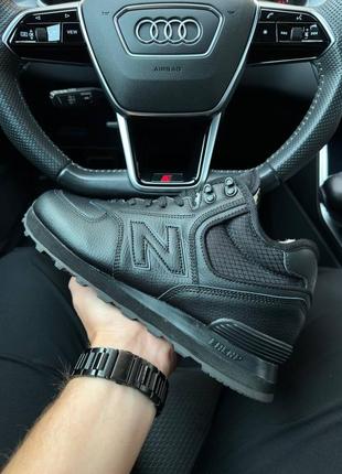 ❄️чоловічі кросівки new balance 574 black leather fur❄️