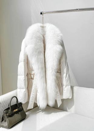 Шикарна зимова куртка за натуральним хутром 90% гусячий пух10 фото