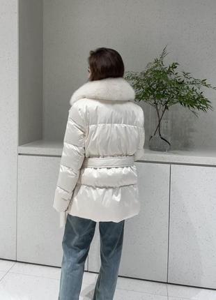 Шикарна зимова куртка за натуральним хутром 90% гусячий пух9 фото
