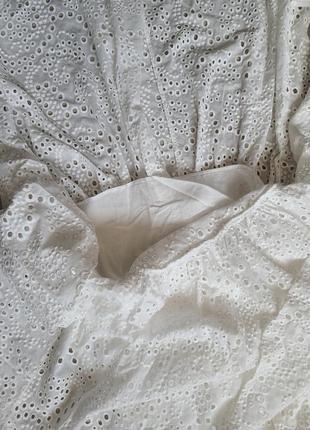 Платье сарафан длинное белое котон с перфорацией прошивка zara s m l 7686 9929 фото