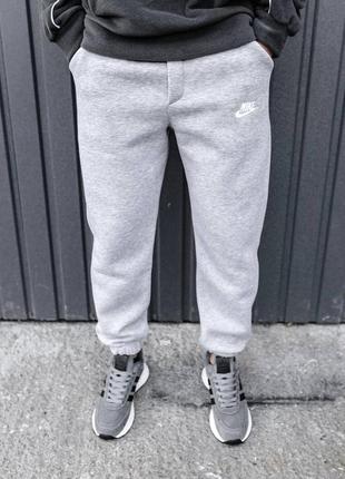 Зимние мужские спортивные штаны зимові чоллвічі спортивні штани на флісі nike1 фото
