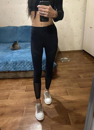 Лосини з сіточкою чорні nike dry fit момент