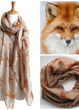 Оригінальний шарф з лисицями!!!1 фото