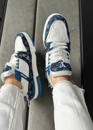 Кроссовки louis vuitton trainer sneaker white / blue