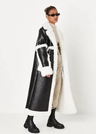 Брендовая длинная дубленка оверсайз от missguided
