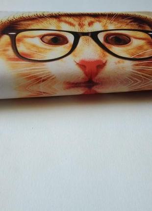 Новий модний довгий великий гаманець на блискавці з котом котиком в шапці, кіт в окулярах7 фото