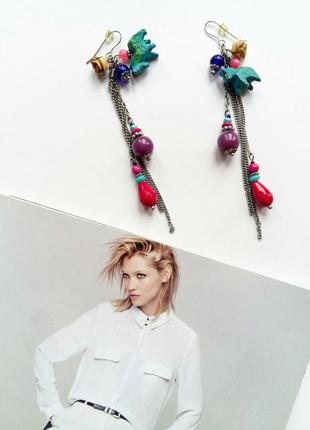 Длинные серебряные серьги с бусинами и фигурными подвесками accessorize    #розвантажуюсь3 фото