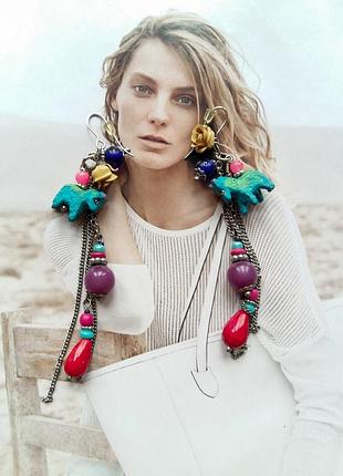 Длинные серебряные серьги с бусинами и фигурными подвесками accessorize    #розвантажуюсь