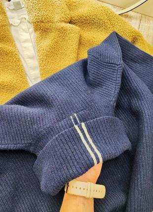 Актуальный шерстяной теплый оверсайз свитер с горлом темно-синего цвета joules оригинал.7 фото