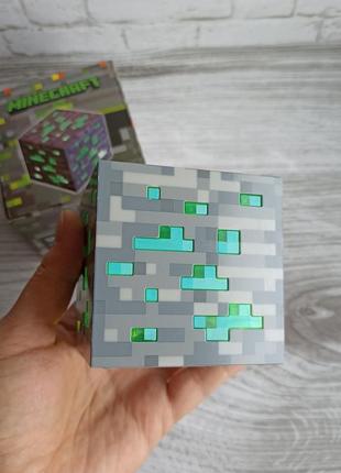 Ночник майнкрафт usb куб блок led my world minecraft‌ 7,5 см аккумуляторный зеленый  реагирует на звук!!!7 фото