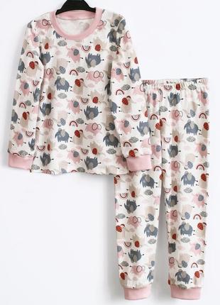 Пижама для девочки, принт слоники, интерлок, от 380 грн3 фото