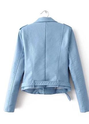 Стильная куртка косухая цвет - голубой2 фото