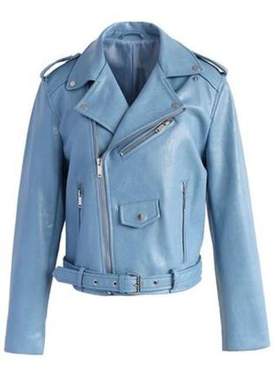 Стильная куртка косухая цвет - голубой1 фото