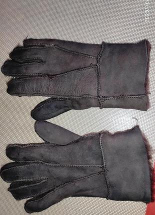 Замшеві коричневі рукавички на хутрі