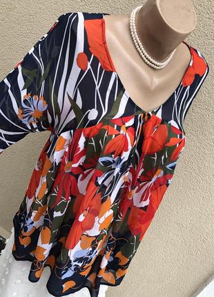 Блуза реглан в цветы,рубаха с баской,рюши,воланы,вискоза,этно бохо стиль,7 фото