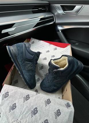 ❄️чоловічі кросівки new balance 574 dark navy fur❄️7 фото