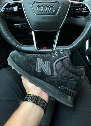 ❄️чоловічі кросівки new balance 574 all black suede fur❄️