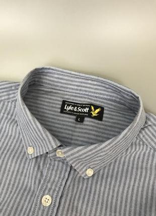 Голубая рубашка lyle&scott в полоску, оригинал, с лого, логотип, лайл скот5 фото