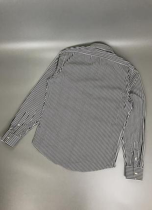 Стильная рубашка zara slim fit в полоску, полоску, зара, оригинал, приталенная, стрейчевая, белая, черная, под пиджак, костюм, нарядная4 фото