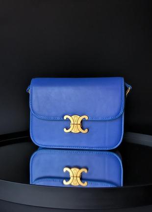 Женская сумка celine triomphe shoulder bag blue