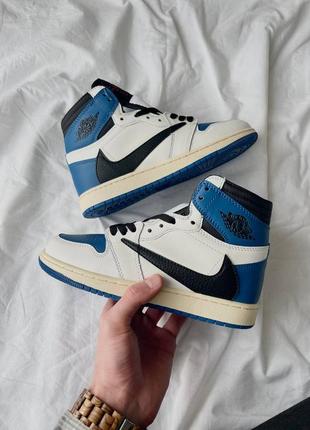 Кросівки nike air jordan 1 retro high og x travis scott x fragment