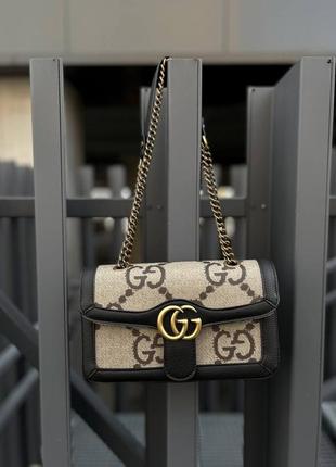 Жіноча сумка gucci marmount black/beige