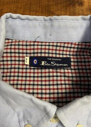 Чоловіча бавовняна сорочка з коротким рукавом ben sherman (бен шерман хлрр ідеал оригінал блакитна)5 фото