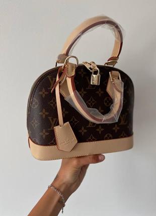 Сумка в стилі louis vuitton / lv alma brown / бежева сумочка