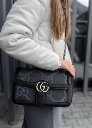 Жіноча сумка gucci marmount black/grey, сумка через плече8 фото