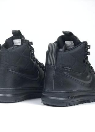 Зимові кросівки nike lunar force 1 duckboot , чорні з хутром / мужские кроссовки nike air force 1 duckboot 17 all black 41-46 с мехом6 фото