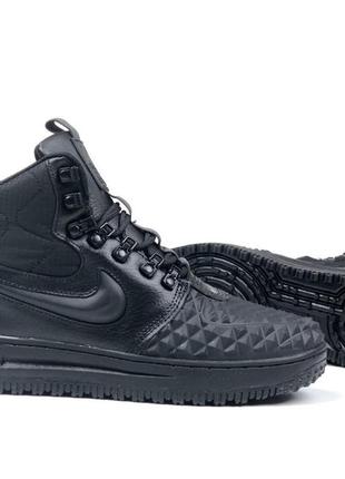 Зимові кросівки nike lunar force 1 duckboot , чорні з хутром / мужские кроссовки nike air force 1 duckboot 17 all black 41-46 с мехом5 фото