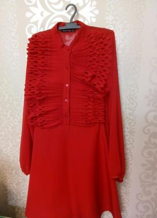 Неповторимое стильное красное платье, р.s-m1 фото