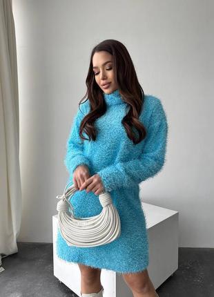 Теплые платья-туники оверсайз, трикотаж травка