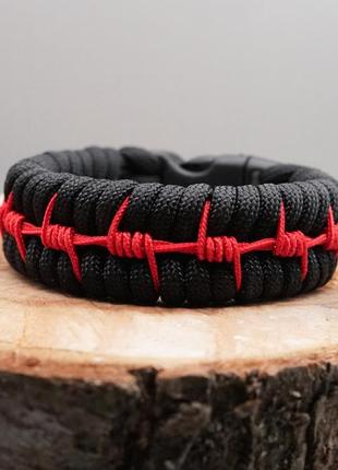 Браслет з паракорду fishtail на пластиковій застібці з обплетенням колючий дріт2 фото