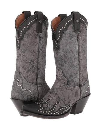 Сапоги ковбойские harley davidson black jessa flame leather cowboy boot