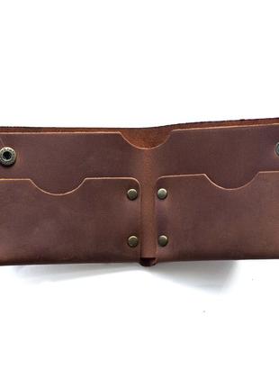 Мужской коричневый кожаный кошелек norb на заклепках, портмоне из натуральной кожи на кнопке