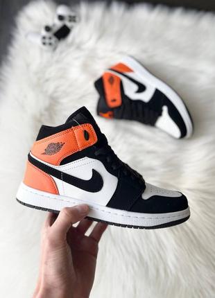 Кроссовки nike air jordan 1 retro mid'black orange'8 фото