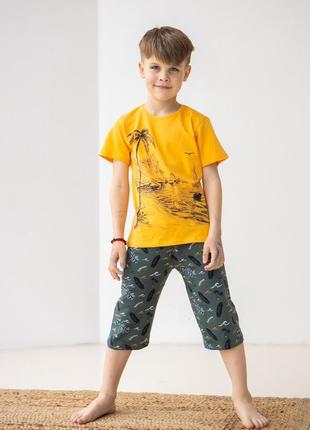 Подростковый комплект с шортами на мальчика - пальмы