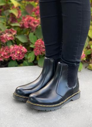 Ботинки женские зимние dr. martens chelsea black мех