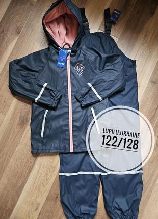 Lupilu комплект грязепруф  на флісі 122/128 р на 6-8 р дощовик на дівчинку дождевик на девочку на флисе куртка полукомбинезон