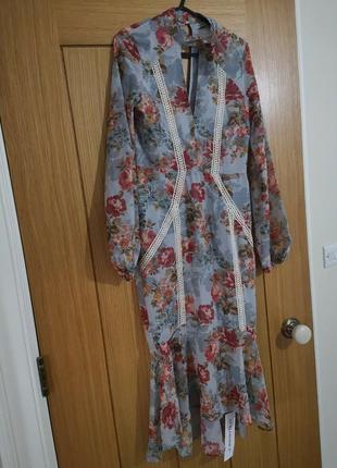 Розпродаж плаття hope & ivy міді asos з чокером і мереживною обробкою9 фото