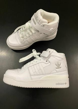 Зимові високі кросівки adidas forum white fur